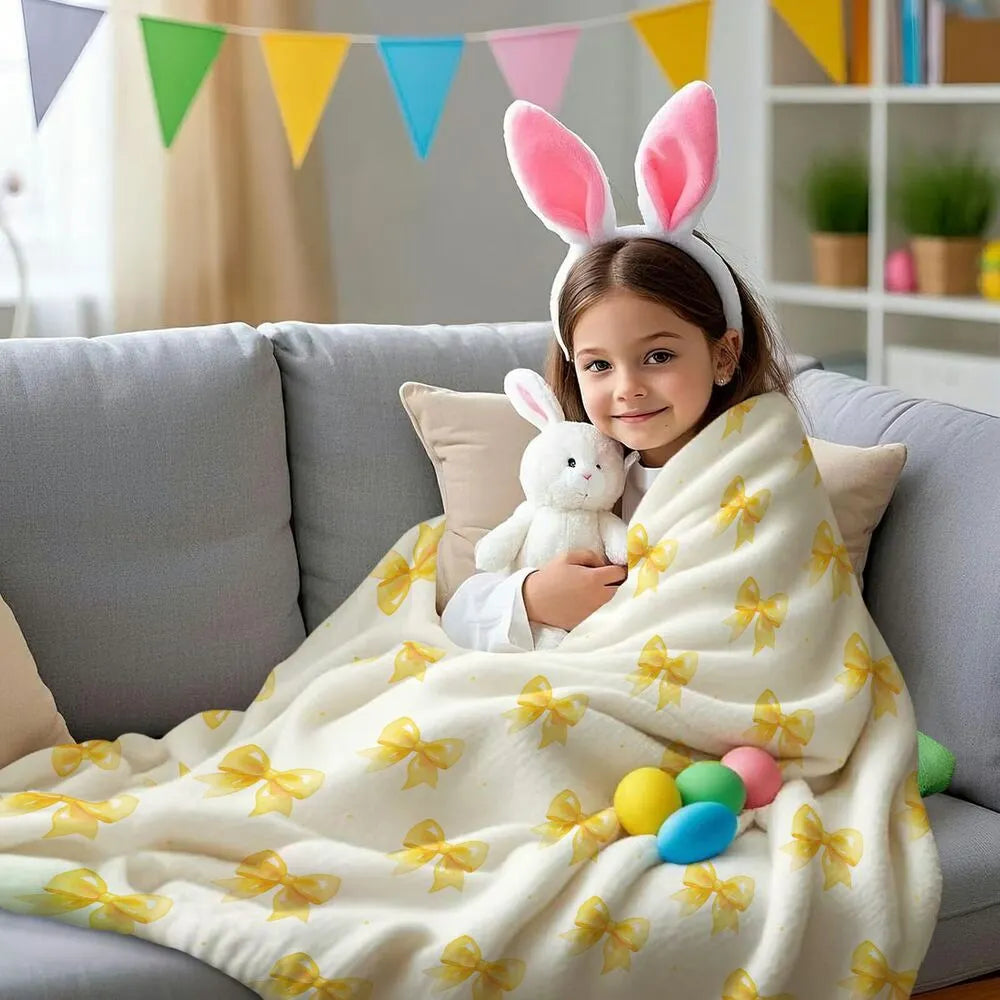 Yellow Bow Pattern Multipurpose Throw Blanket