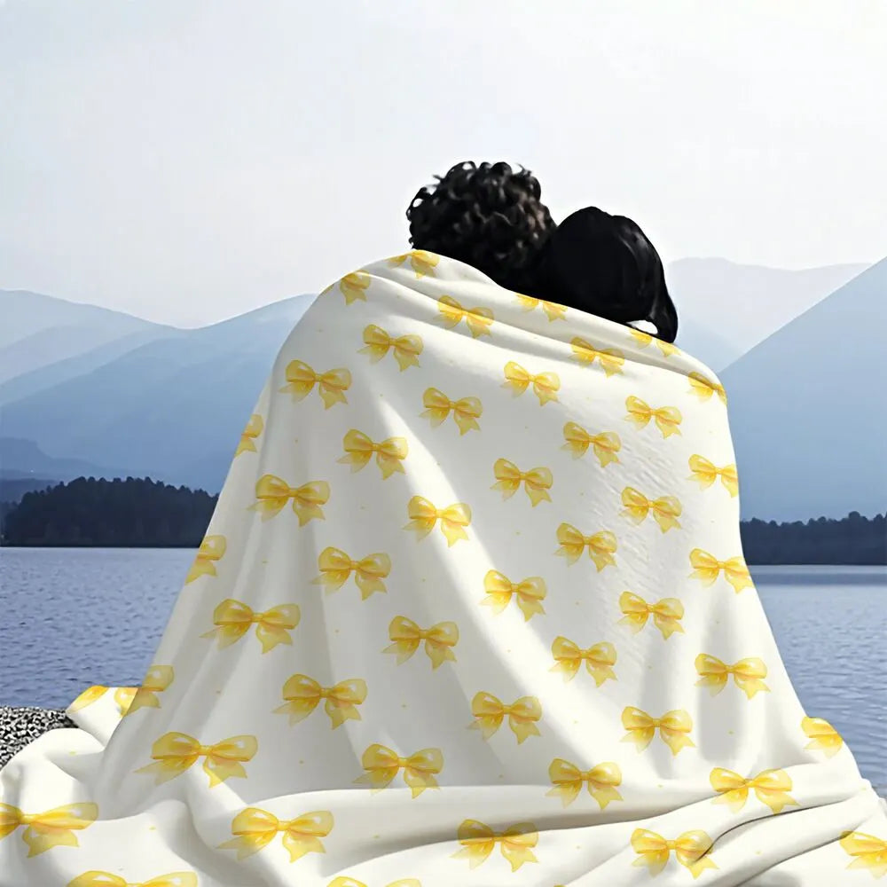 Yellow Bow Pattern Multipurpose Throw Blanket