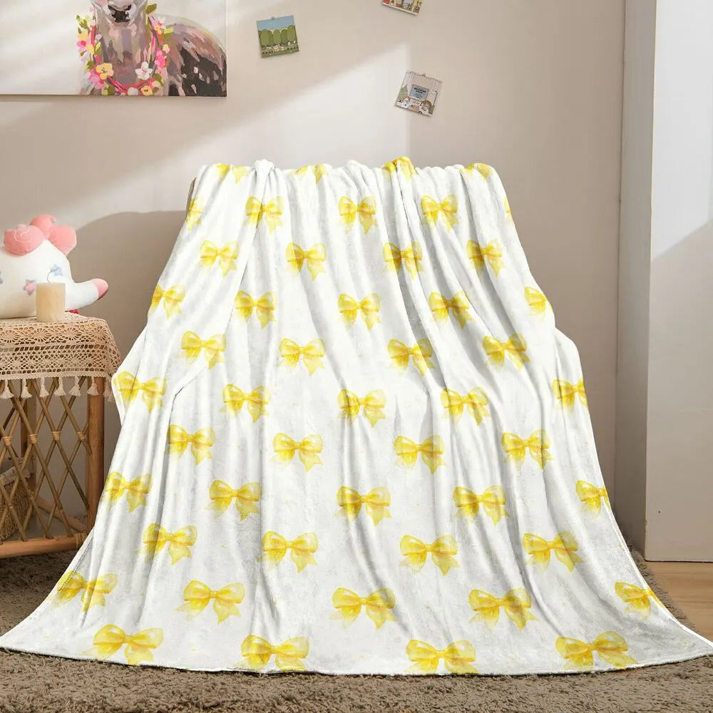 Yellow Bow Pattern Multipurpose Throw Blanket