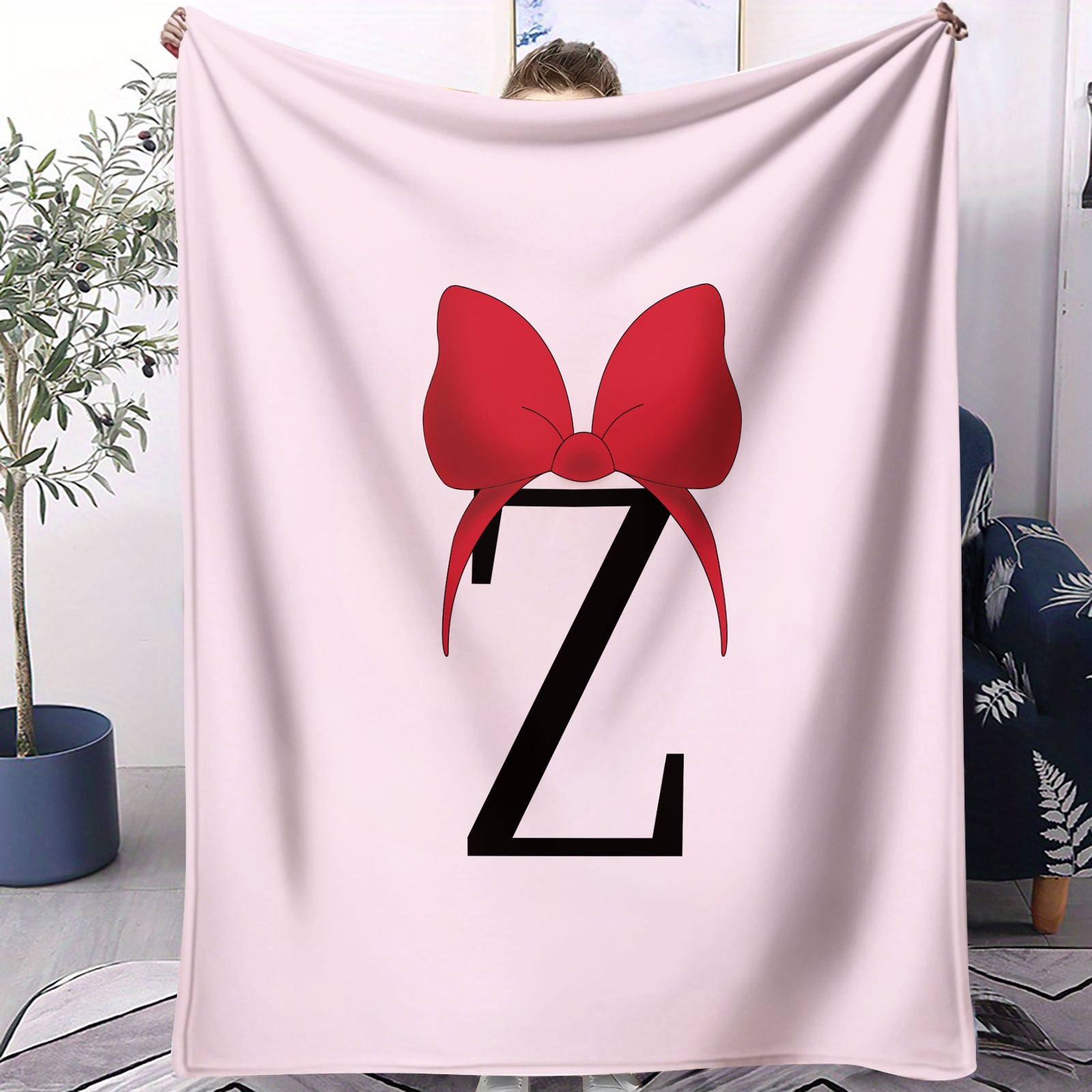 Sweet Princess Style Letter Bow Printed Flannel Blankets